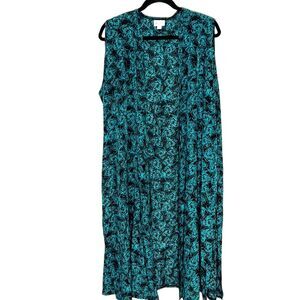 LuLaRoe Joy Vest Duster Kimono Aqua Black Size XL